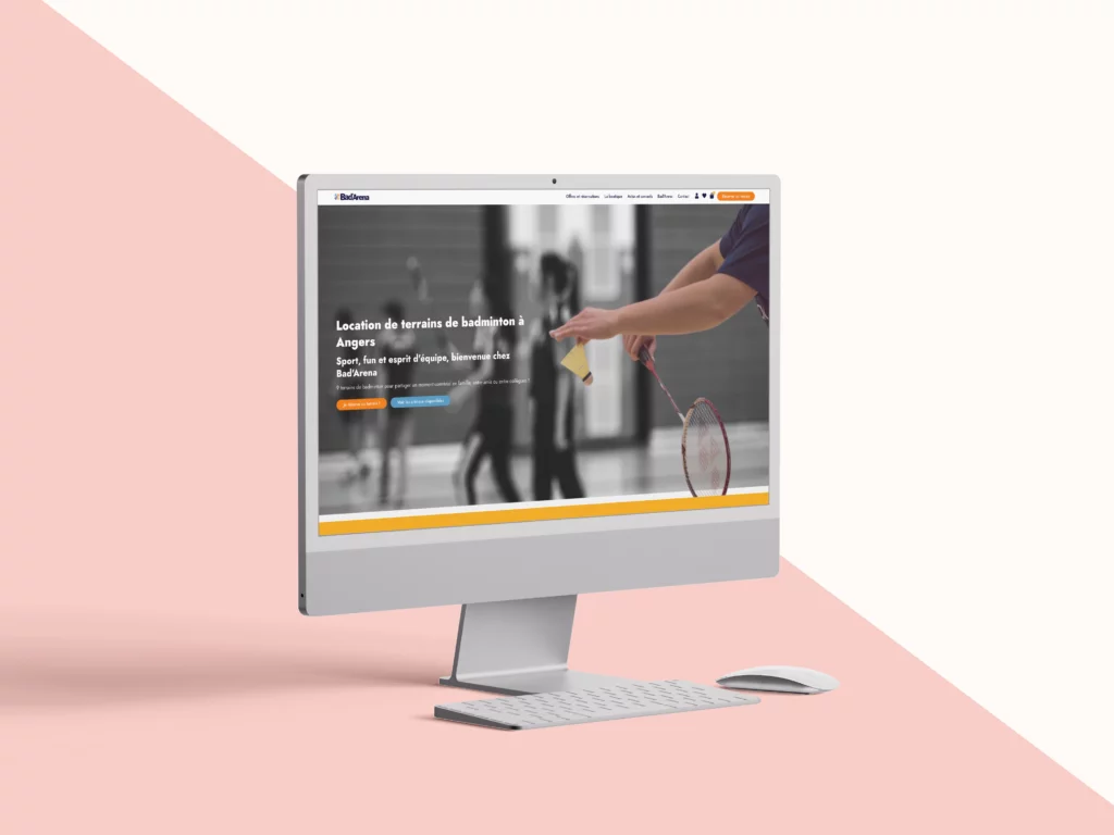 BadArena – création identité visuelle et site web WordPress avec réservation en ligne et e-commerce pour complexe sportif de badminton – Enola Design Creuse (23)