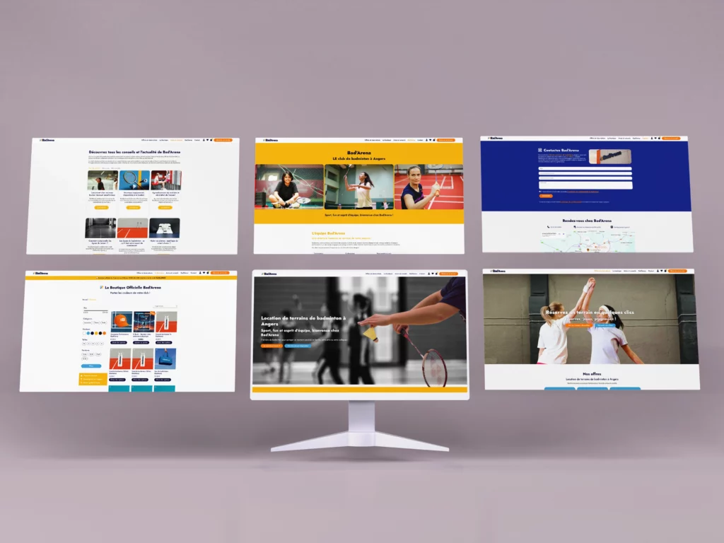 Site web BadArena – e-commerce complexe sportif et module de réservation en ligne– Enola Design