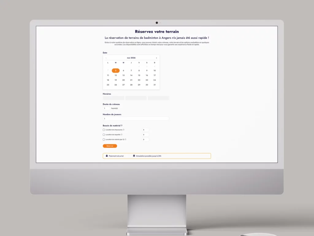 Module réservation terrains en ligne WordPress – BadArena – Enola Design webdesigner